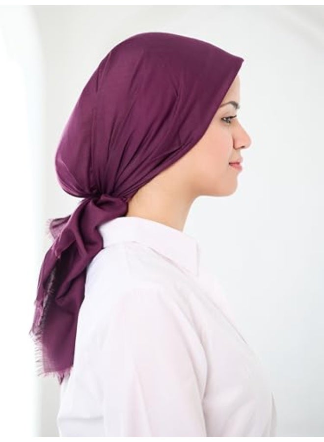 FLOWER Premium Pure Cotton Scarf, Ultra Soft & Breathable with Elegant Smooth Finish, Lightweight & Comfortable  90X90 CM , Plum Purple Color - Image 3